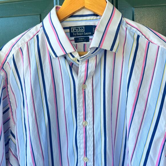Polo Ralph Lauren Regent Fit Striped Shirt XL 17.5 Cotton Classic Preppy Office - Picture 8 of 8